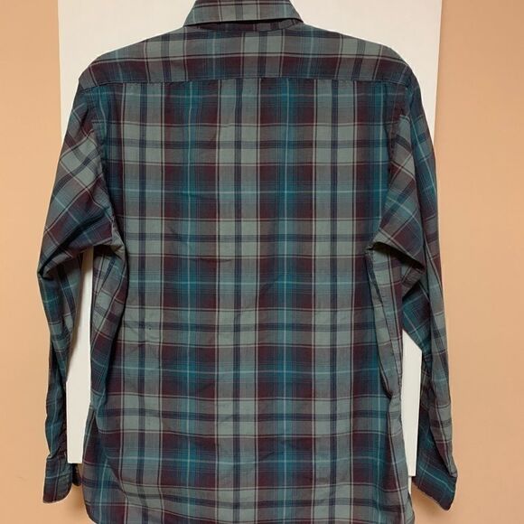 Gap shirt green green/maroon check medium - Picture 6 of 8